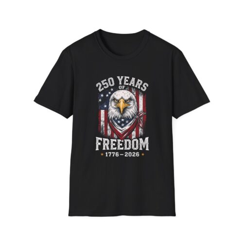 250 Years of Freedom Eagle T-Shirt — Patriotic 1776–2026 American Flag Tee