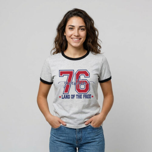 Seventeen 76 "Land of the Free" Women's Ringer Tee