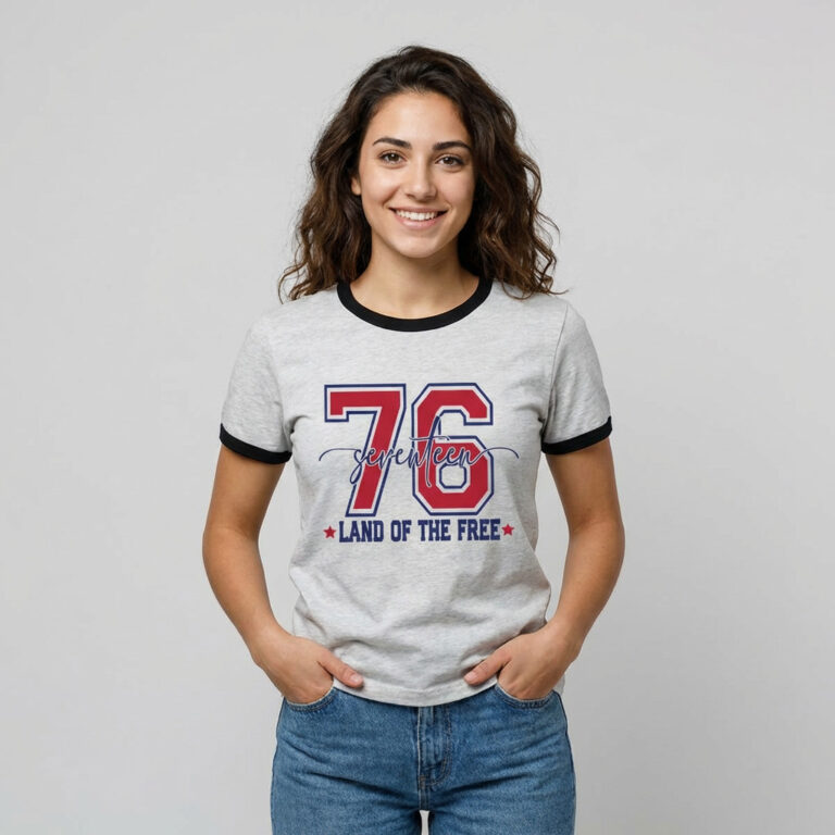 Seventeen 76 "Land of the Free" Women's Ringer Tee