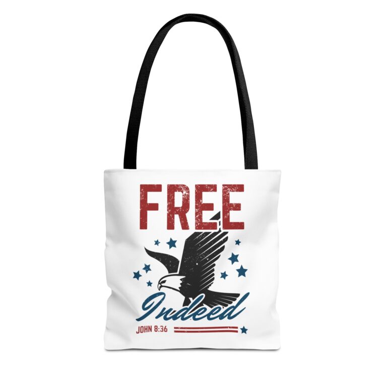 FREE Indeed Tote Bag — Patriotic Christian Eagle Tote (John 8:36)