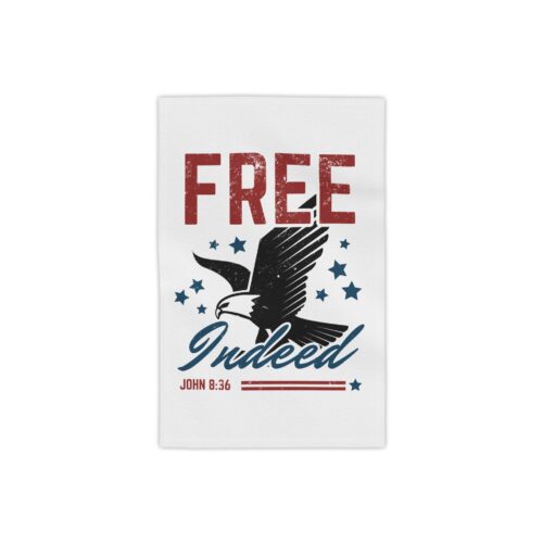 "Free Indeed" Eagle Patriotic Christian John 8:36 Beach Towel